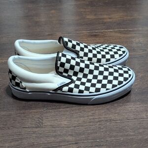 Vans Men's Checkered Slip-On Sneakers - Black and White